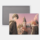 Aimant HARRY POTTER™ Hermione & Ron HOGWARTS™ Scène d'Ani (Recto/Verso)