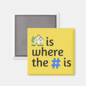 Aimant Hashtag Accueil Frigo Magnet-Carré (Recto/Verso)