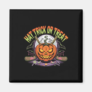 Aimant Hat Trick Or Treat Ice Hockey Halloween Fun _1 