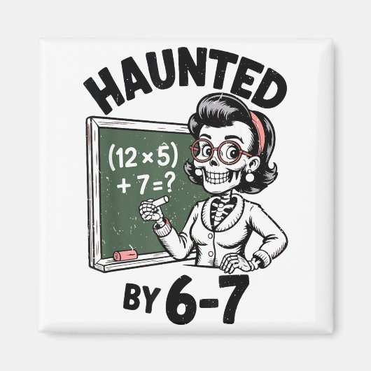 Aimant Haunted 67 Skeleton Math Teacher Halloween Costume (Devant)