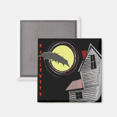 Aimant Haunted House Pleine lune et chauve-souris (Recto/Verso)