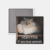 Aimant HAUT CINQ si vous aimez les animaux, (Recto/Verso)