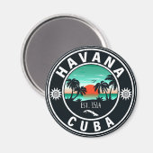 Aimant Havana Cuba Island Retro Sunset Souvenirs 60s (Recto/Verso)