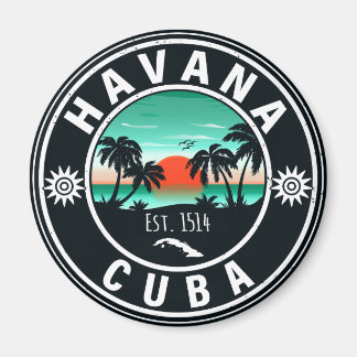 Aimant Havana Cuba Island Retro Sunset Souvenirs 60s