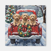Aimant Havanese Christmas Red Truck Holiday (Devant)