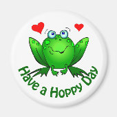 Aimant Have a Hoppy Day Cute Green Frog w Hearts (Devant)