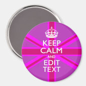 Aimant Have Your Keep Calm Text on Pink Union Jack (Recto/Verso)