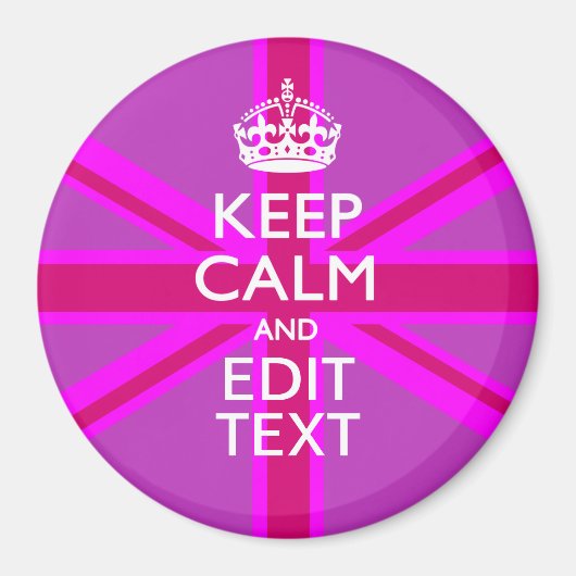 Aimant Have Your Keep Calm Text on Pink Union Jack (Devant)