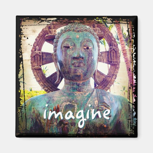 Aimant Hawaii Bouddha Turquoise Photo Imagine Script Bold (Devant)