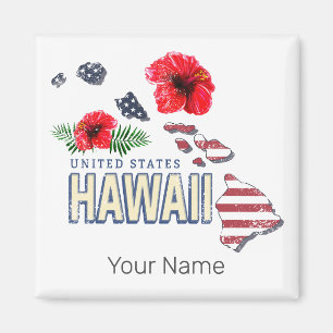 Aimant Hawaii États-Unis Retro State Map USA Souvenir