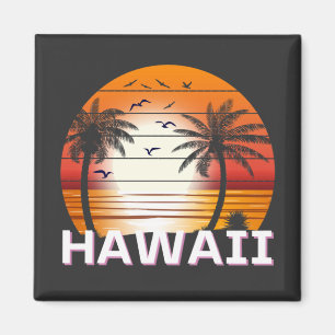 Aimant Hawaii Palm Trees Vintages Summer Beach