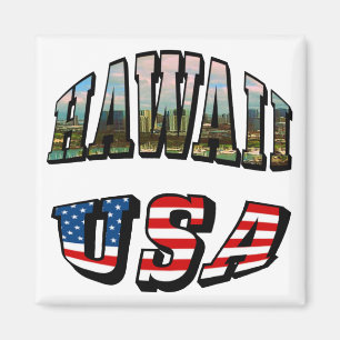 Aimant Hawaii Picture et USA Flag Text