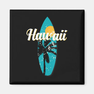 Aimant Hawaii Surf Aloha Vintage Retro Surfboard Beach