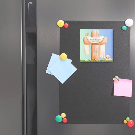 Aimant He Is Risen – Easter Cross and Lamb Art