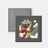 Aimant He Is Rizzin Jesus Meme Quote Shirt Funny Volleyba (Recto/Verso)