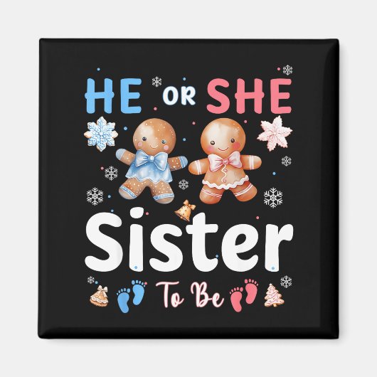 Aimant He Or She Sister To Be Christmas Gingerbread Gende (Devant)