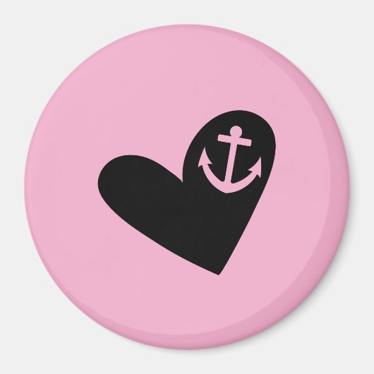 Aimant heart and anchor pink (Devant)