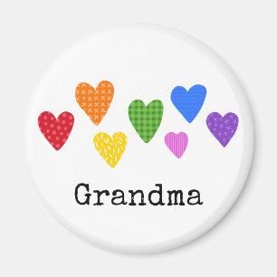 Aimant Heart Art Grand-Parent Nom Enfants Arc-en-ciel Cou