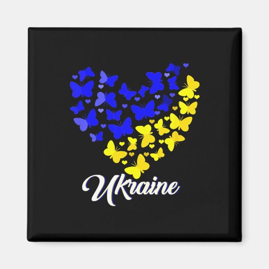 Aimant Heart Heart Ukraine Shirt Butterfly I Stand With U (Devant)