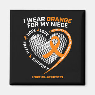 Aimant Heart Orange Ribbon For My Niece Leukemia Awarenes