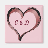 Aimant Heart Outlined with Personal Initials on Pink (Devant)