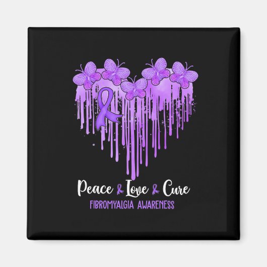 Aimant Heart Peace Love Cure Fibromyalgie Sensibilisation (Devant)