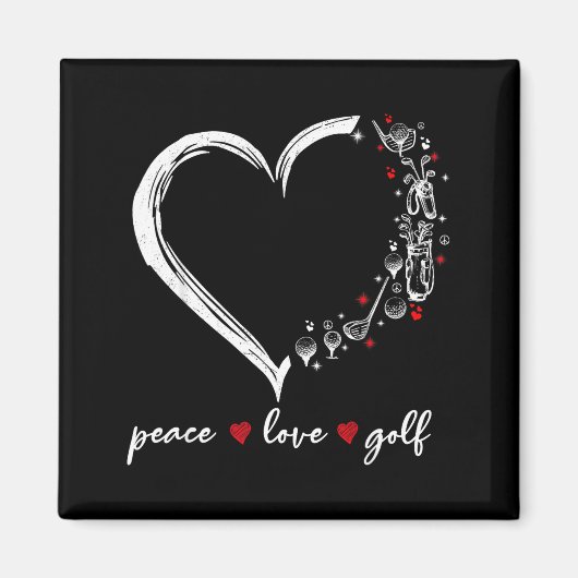 Aimant Heart Peace Love Golf Player Srt Lovers Outfit Wom (Devant)