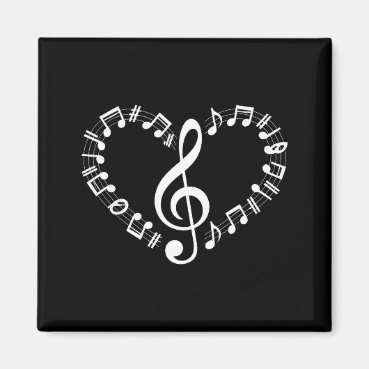 Aimant Heart Shape Musical Notes Music Lovers Happy Valen (Devant)