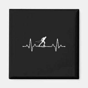 Aimant Heartbeat Ski de fond Sports d'hiver