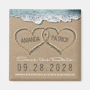 Aimant Hearts in the Sand Beach Wedding Save the Date