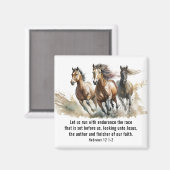 Aimant Hébreux 12:1 Courir avec Endurance Cheval Bible Ve (Recto/Verso)