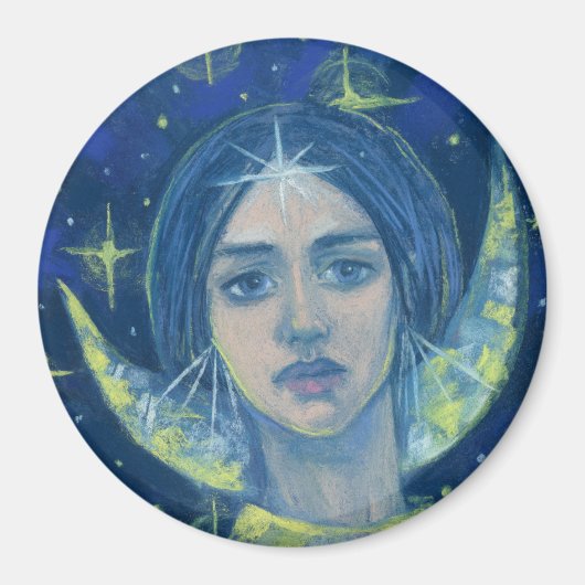 Aimant Hecate, Déesse Lune Pastel Peinture Imaginaire Art (Devant)
