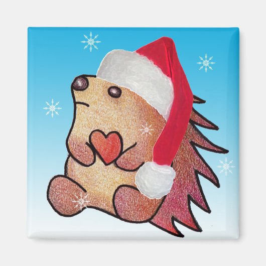 Aimant Hedgehog Hearts Père Noël (Devant)