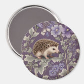 Aimant Hedgehog Purple William Morris Inspired Floral (Recto/Verso)