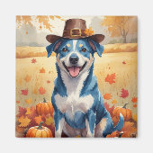 Aimant Heeler Bleu À L'Automne Feuilles Thanksgiving Art (Devant)