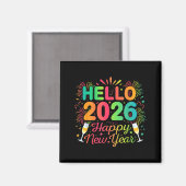 Aimant Hello 2026 Happy New Year Eve Party Countdown Fire (Recto/Verso)