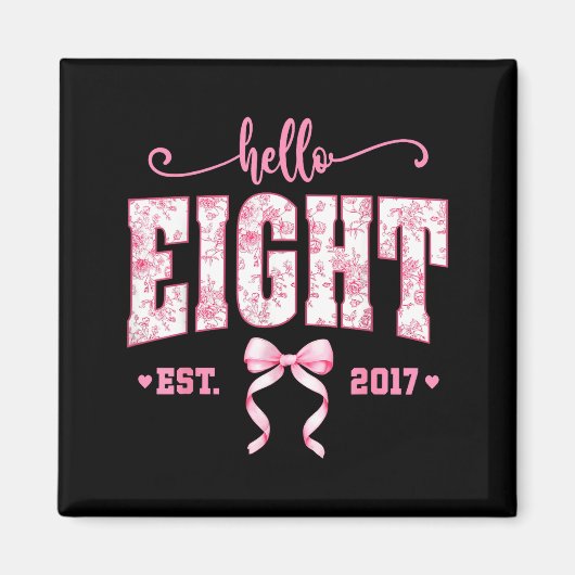 Aimant Hello Eight Est 2017 8th Birthday Girl Floral Coqu (Devant)