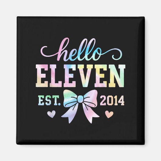 Aimant Hello Eleven Est 2014 Coquette Bow 11th Birthday G (Devant)