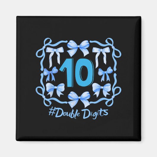 Aimant Hello Ten Double Chiffres Cute Coquette Bow 10th B (Devant)