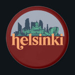 Aimant Helsinki Finlande City Skyline Retro Cityscape Art<br><div class="desc">Design urbain vintage et rétro avec une belle skyline, attraction touristique et art urbain. gratte-ciel Cool et silhouette de construction merchandises pour touristes et voyageurs. Parfait comme souvenir à rapporter à la maison lorsque vous voyagez dans le monde entier. Enregistrez la mémoire de votre voyage et de vos vacances en...</div>