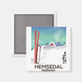 Aimant Hemsedal Norvège affiche de voyage (Recto/Verso)