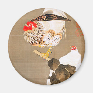 Aimant Hen et coq avec Grapevine par Ito Jakuchu