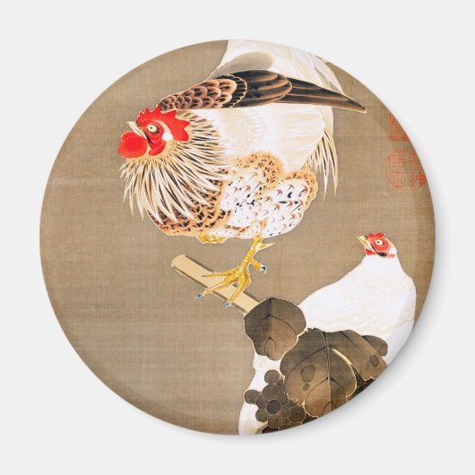 Aimant Hen et coq avec Grapevine par Ito Jakuchu (Devant)