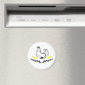Aimant Hen with Yellow Chicks Line Art (In Situ (Lave-vaisselle))