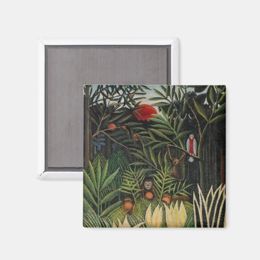 Aimant Henri Rousseau - Singes et perroquets en Forêt Vie (Recto/Verso)