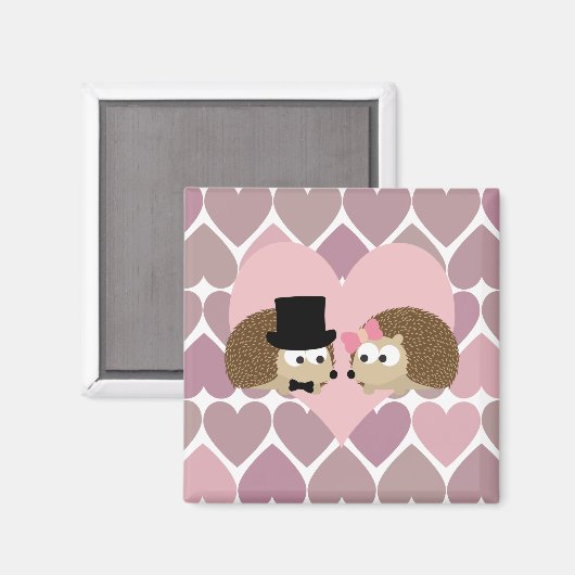 Aimant Hérisson Amour avec les Coeurs (Recto/Verso)