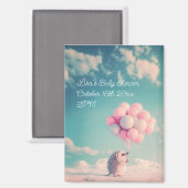 Aimant Hérisson mignon avec ballons d'anniversaire, perso (Recto/Verso)