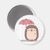 Aimant Hérisson Triste En Pluie Avec Parapluie Tordu (Recto/Verso)