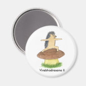 Aimant Hérisson Yoga, Guerrier II (avec texte) (Recto/Verso)