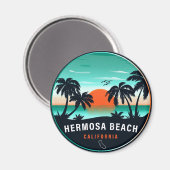 Aimant Hermosa Beach California Retro Sunset Souvenirs (Recto/Verso)